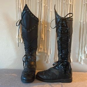 Verillas Bramblewood Leather Knee high custom made zip up boots